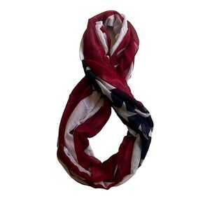 Patriotic Tattered America Flag Stars Red White Blue Infinity Loop Scarf Wrap 10